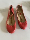J.Crew Women Coral Red Orange T-strap Flats Leather 7.5 — photo 1