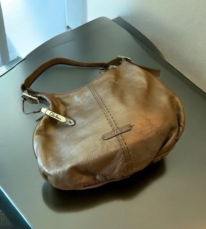 Cole Haan Hobo Bronze Leather Handbag Brush Brass Hardware - Image 3 of 4