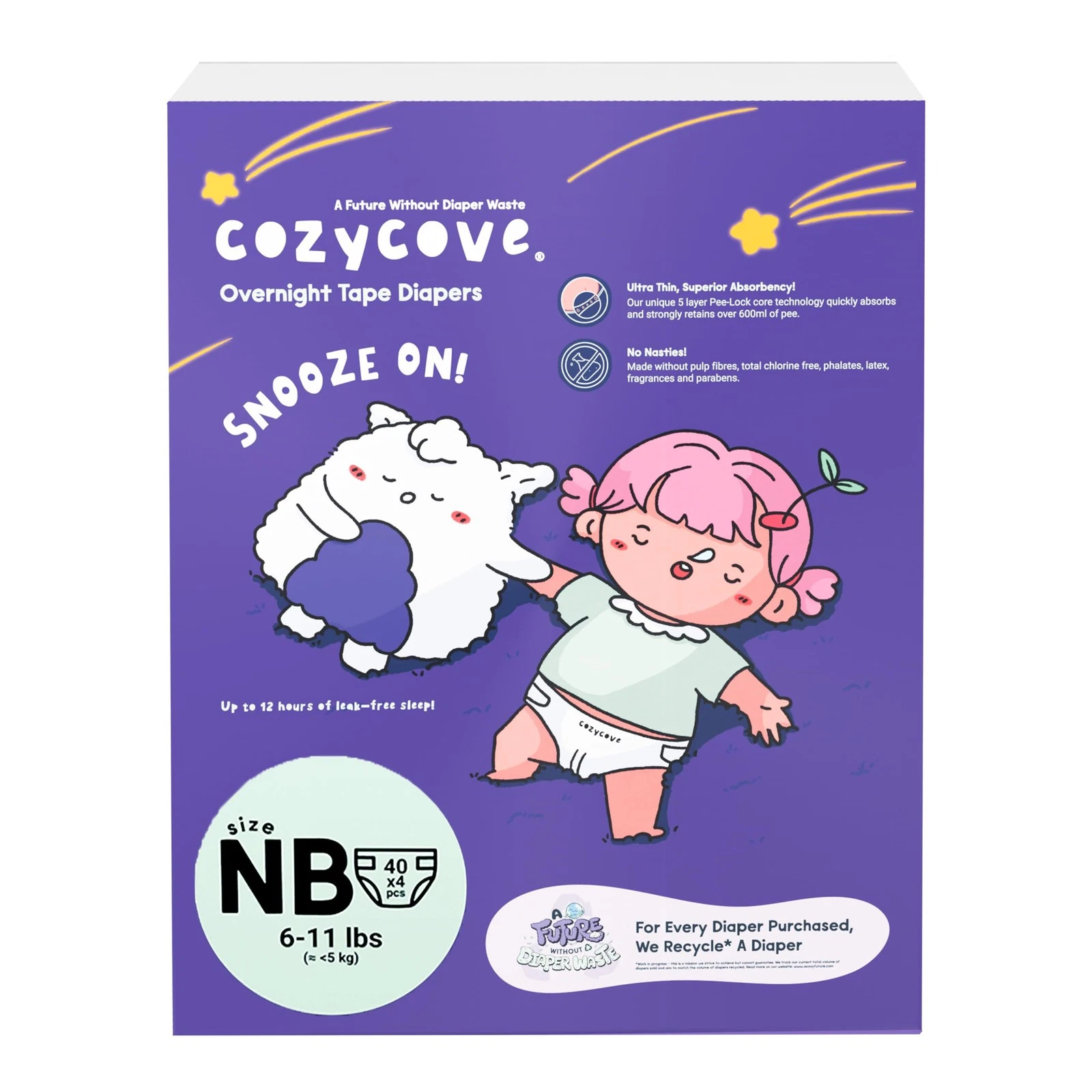 Cozycove Newborn 6-11 Lbs Diapers 160 Count Totally Chlorine Skin-Friendly