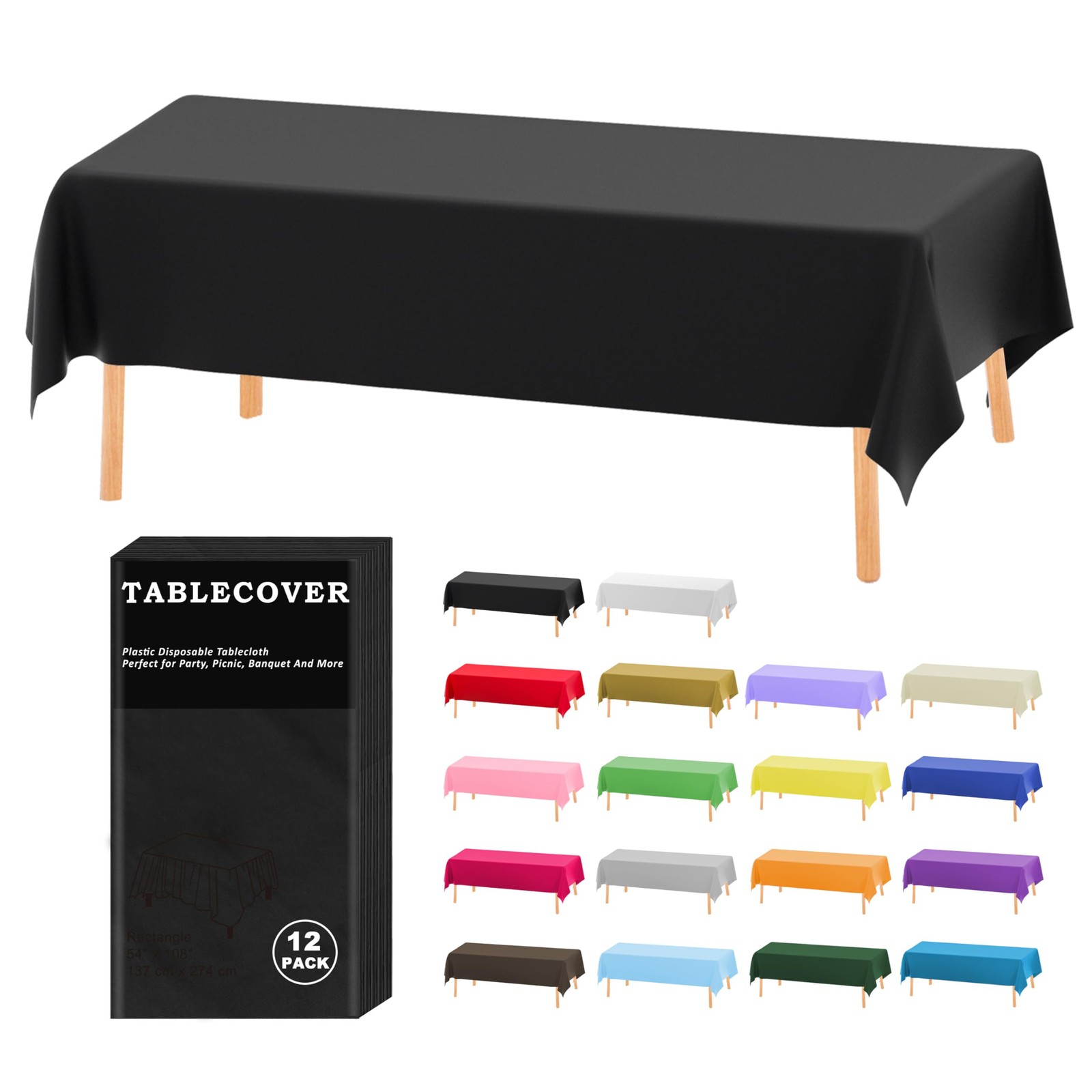 12 Pack Disposable 54x108 Inch Wedding Dinner