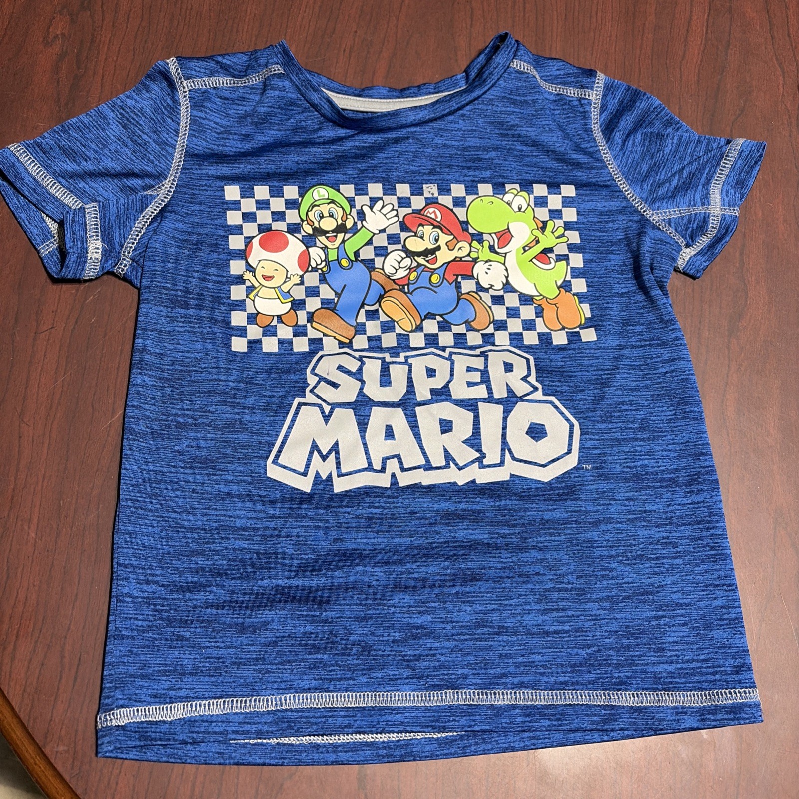 Super Mario Boys Blue Short Sleeve Luigi Yoshi Tee Shirt T-Shirt