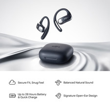 Shokz OpenFit Air Open-Ear True Wireless Earbuds, Black, Lightweight Sporty