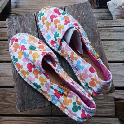 DISNEY Ubuntu Mickey Mouse Handmade Canvas Espadrille Slip On Shoes Women Sz 7