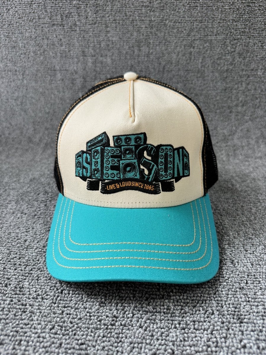 Stetson Trucker Snapback Hat Cream Black Turquoise OSFA Retro Cap
