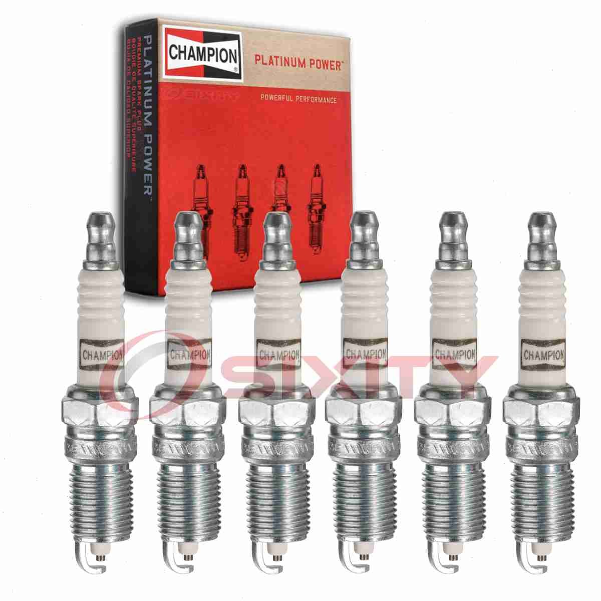 6 pc Champion Platinum Spark Plugs for 1987-1990 Chevrolet Celebrity 2.8L rp