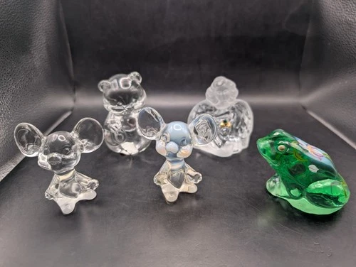 🔥FENTON ART GLASS ESTATE LOT FIGURINES BEAR MOUSE FROG ANGEL VINTAGE ALL SIGNED
