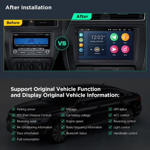 For VW VW Jetta Passat Beetle CarPlay 9"Car GPS Navi Stereo Radio Android 12 32G - Picture 10 of 16