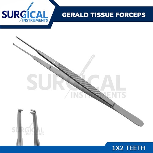 Fórceps de tejido con pinzas Gerald dientes quirúrgicos y veterinarios 1x2 grado alemán - Imagen 1 de 3