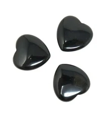 3 BLACK Stone Hearts - 35mm or 1.3" - Valentines Day Decoration Love Pocket