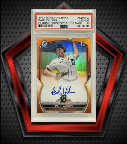 Paul Wilson *20/25* Auto 2023 1st Bowman Chrome Orange *PSA 10*  #CDA-PW Tigers