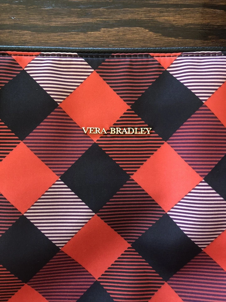 Bolso de hombro grande Vera Bradley Ella a cuadros búfalo naranja quemado Foto 3 de 4