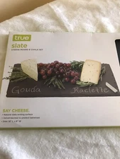 True Brand - Slate Cheese Board & Chalk Set. Completely Natural 16" x 8"  NIB