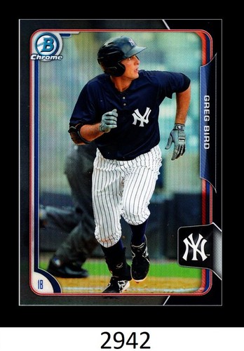 1-2015 BOWMAN CHROME BLACK REFRACTOR GREG BIRD YANKEES SP QTY - Picture 3 of 3
