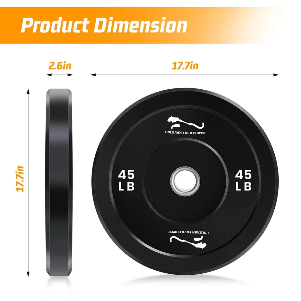 Juego de 2 placas de peso olímpicas de 45 lb, ajuste universal de 2 pulgadas, para entrenamiento de fuerza Foto 3 de 4