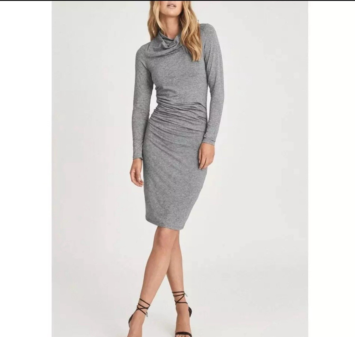 grey jersey bodycon dress REISS Sara Ruched Wool-Jersey In Gray Mermaid Lace Beach Wedding mommmy and me handle Color:Silver Ivory Whether for training or