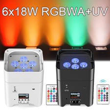 LED 6x18W RGBWA UV Battery Powered WIRELESS DMX Par Can DJ Uplighting Up Lights