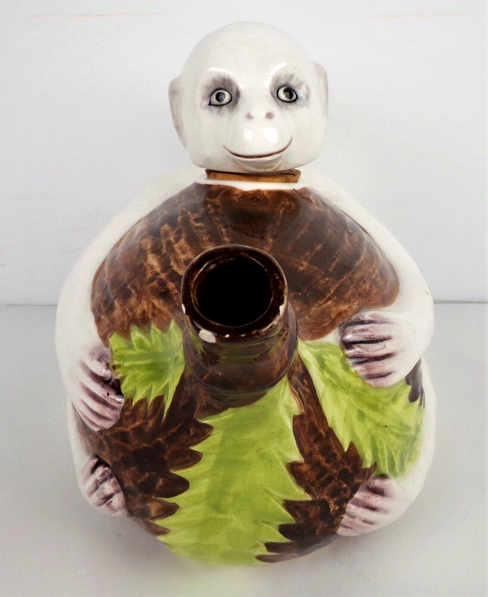 AMICO INC PORCELAIN MONKEY TEAPOT 1975 VTG, CERAMIC MONKEY TEAPOT