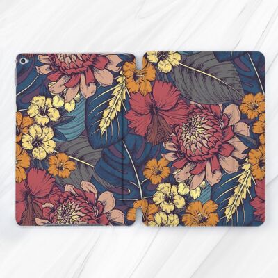 Retro Flowers Dark Tropical Case For iPad Air 11 13 Pro 12.9 13 Mini 7 10.2 9.7