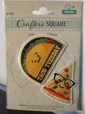Crafter's Square 2 PC Taco Tuesday and Pizza New Iron On Patches