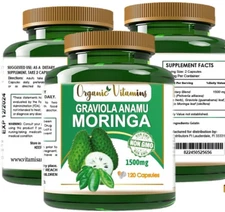 Graviola Soursop Guanabana Anamu Moringa 120 Caps 1500 mgs 