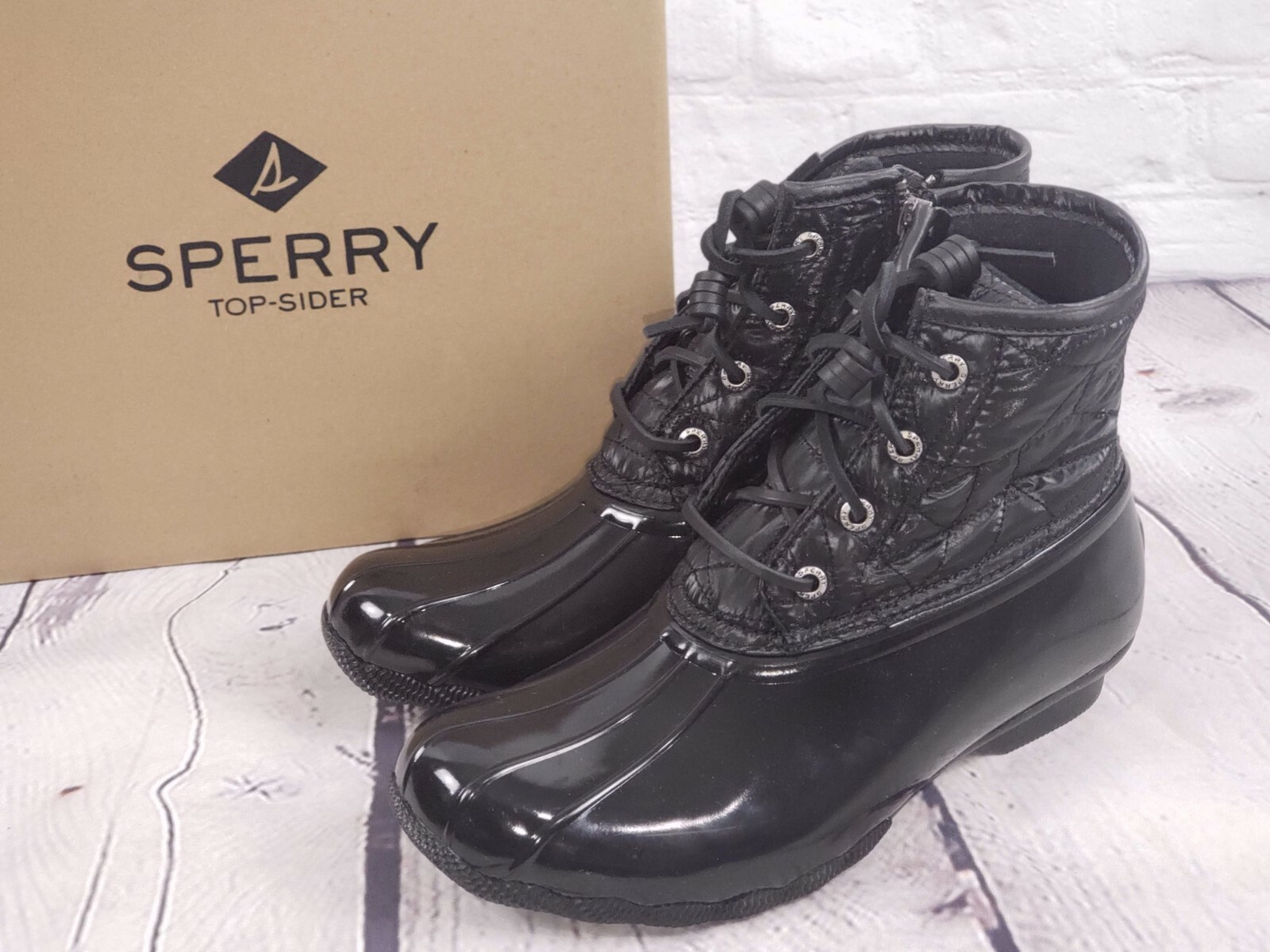 black quilted sperry duck boots