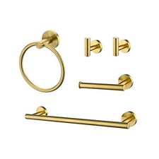 Brushed Gold Bathroom 5 pcs Accessories Set, 24-Inch Towel Bar Set Wall Mounted