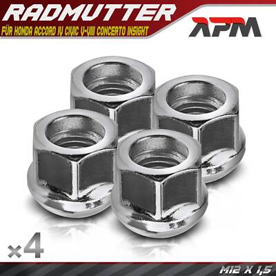 4x Radmutter M12 x 1,5 für Honda Accord IV Civic V-VIII Concerto Insight Jazz II
