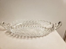 Fostoria American Clear Glass 12" Large Handled Boat Relish Dish Catch All Bowl