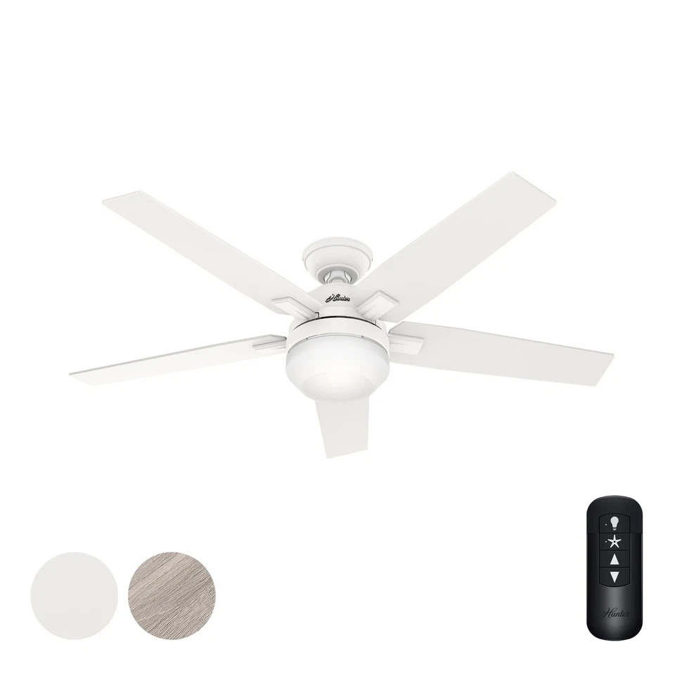 Hunter Fan 52 in Casual Matte White Indoor Ceiling Fan with Light Kit and Remote