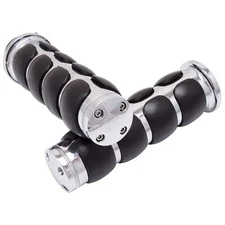 Handle Bar 22mm Left Right Front Chrome Universal Aero Hand Grip 7/8" Rubber