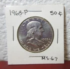 1963-P Franklin Fifty Cent Piece / Half Dollar / Mint State 67