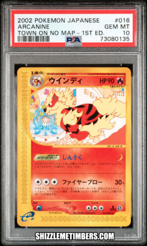 Arcanine 016/092 Japanese 1st Edition Aquapolis Town Map - PSA 10 - Picture 1 of 2