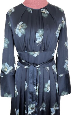 Club Monaco Women's Floral Belted Blue Dress Retail $279