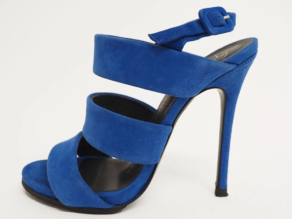 Auténticas Sandalias Giuseppe Zanotti 35 Gamuza Azul Reutilización Usadas Usadas Usadas Foto 2 de 4