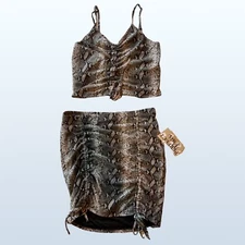NWT J For Justify Snake Print Spaghetti Strap Top + Skirt Outfit
