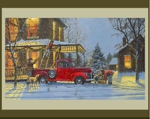 Holiday Heartland Fabric Panel Red Truck Barn Snow Quilt Shop Quality Cotton 
