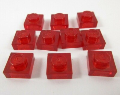 Lego x10 Trans-Red Platte 1x1 Ref 3024