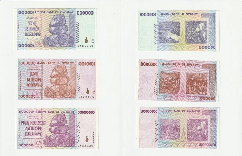 2008 Reserve Bank of Zimbabwe Lot of 10 Note's Uncirculated Condition - Image 3 of 4