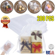 200x White Organza Bag Christmas Drawstring Bag Party Wedding Gift Bag Jewelry