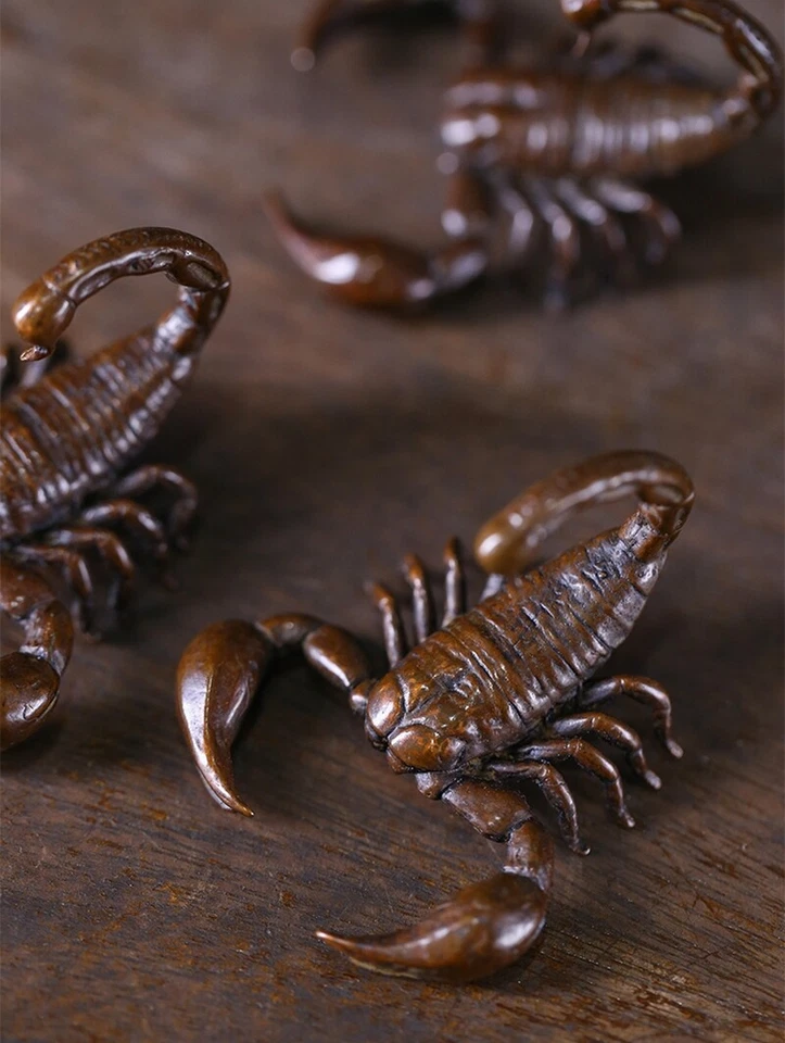 Estatua de escorpión de latón macizo de 2,04" estatuillas de animales decoración de mascotas de té Foto 4 de 4
