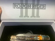 Rough Ryder Cinnamon Bone Damascus Doctors Knife 3 3/4" Pocketknife RR2526