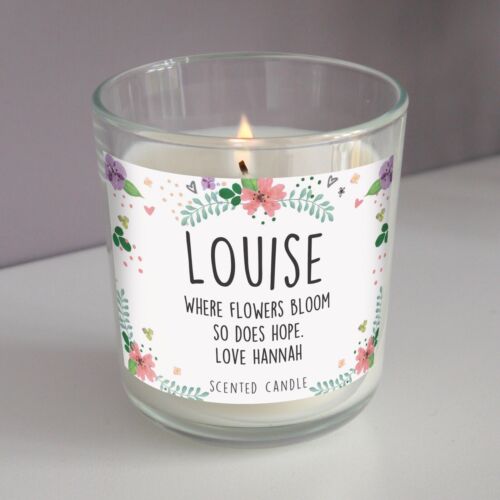 Personalised Floral Scented Jar Candle. Gift. Home. - Picture 4 of 4