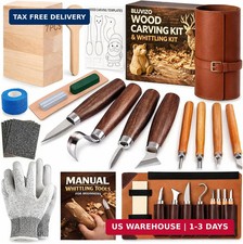 Wood Carving Kit Whittling Kit: Deluxe Wood Carving Tools Knife Set with Leather