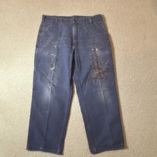 Carhartt B11 PTL Mens 38x30 Vintage Petrol Grey Cotton Canvas Made in USA Paint
