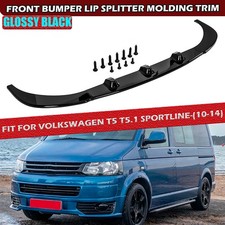 GLOSS BLACK FRONT BUMPER LIP SPLITTER For 10-14 VW Transporter T5 T5.1 Sportline