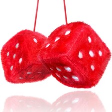 Red Fuzzy Dice for Car - 2.5  Cute Car Accessories for Interior Rear View Mir...