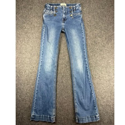 Rock & Roll Denim Girls Trouser Flare Leg Jeans, Button Waist, Size 16