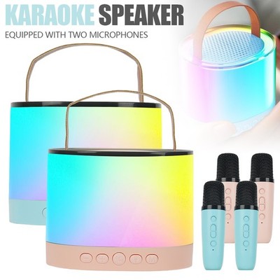 Tragbare Karaoke Maschine mit 2 Drahtlosen Mikrofon Bluetooth Lautsprecher Box