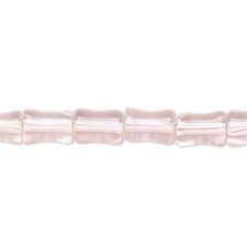 Translucent Pale Pink India Glass 9x7mm Bamboo Tube Beads 16" Strand