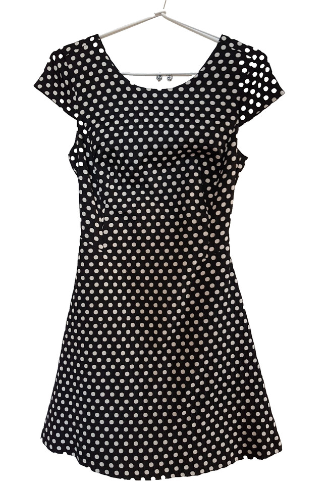 ZARA Dress Womens A-line Mini Black White Spot Size EUR XS Short Sleeve